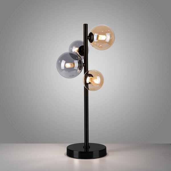 Paul Neuhaus stolna lampa Popsicle, staklo, 48 cm visoka, G9, Crno, Dnevni boravak/blagovaonica, Metal