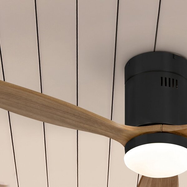 Schuller Valencia LED stropni ventilator Siroco Mini, DC, tihi, crni/orah, prigušiva, Drvo, Dnevni boravak/blagovaonica, Drvo