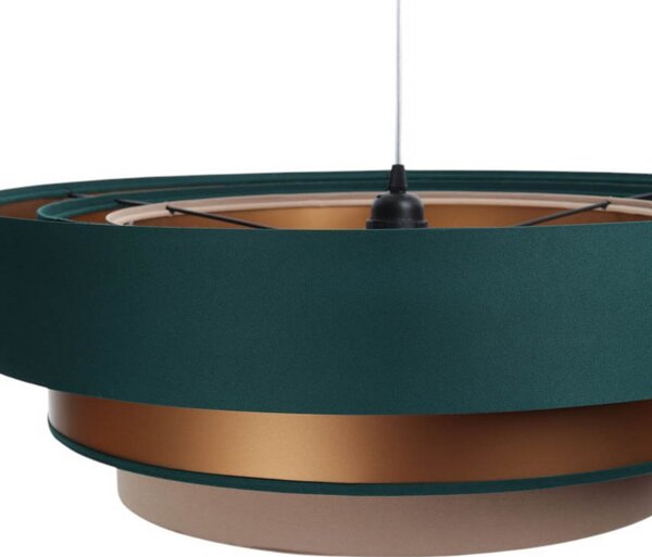 Maco Design Viseća lampa Triniti, zelena/bež/bakar, Ø 60 cm, tekstil, prigušiva, Zelena, Dnevni boravak/blagovaonica, Tkanina / tekstil