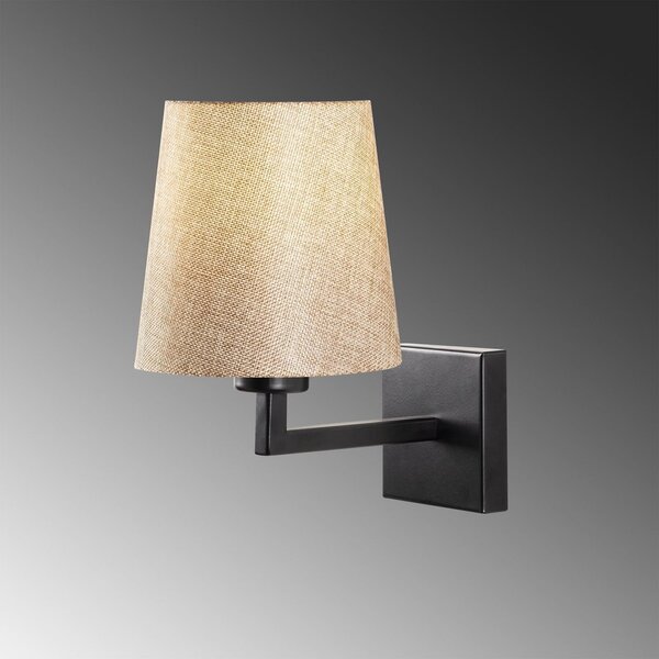 Opviq Zidna svjetiljka Profil, crna/krem, metal/tkanina, visina 30 cm, prigušiva, Crno, Dnevni boravak/blagovaonica, Metal