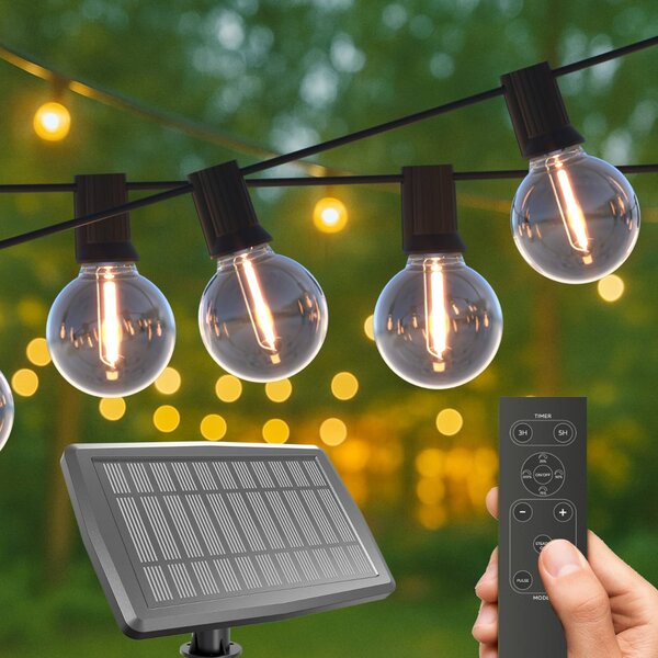 Calex Vista solarni LED svjetlosni lanac, duljine 10 metara, IP44, prigušiva, Providna, Plastika