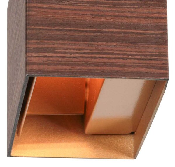Steinhauer LED zidna svjetiljka Muro 3365, izgled drveta, kvadratna, G9, 2700 K, prigušiva, Drvo, Dnevni boravak/blagovaonica, Metal, Zidna utičnica iznad/dolje