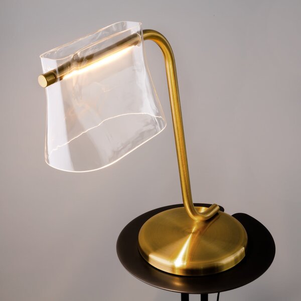 Maytoni LED stolna lampa Cabaret, mesing/prozirna, visina 48,5 cm, Zlato / mjed, Dnevni boravak/blagovaonica, Metal