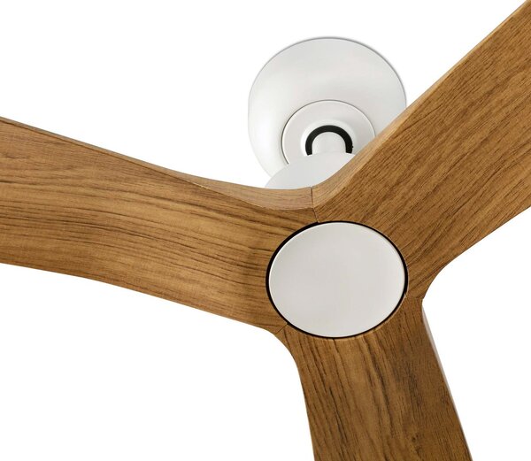 FARO BARCELONA Outwood stropni ventilator, smeđi, DC, tihi, Ø 150 cm, IP44, Drvo, Dnevni boravak/blagovaonica, Plastika