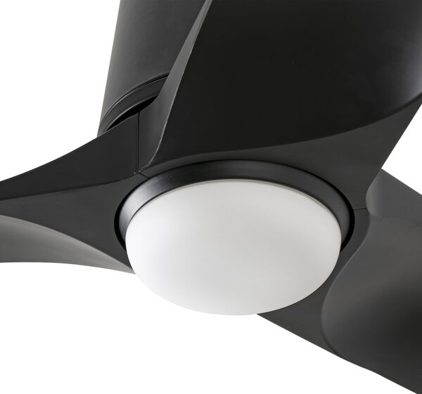 FARO BARCELONA LED stropni ventilator Hey, crni, DC, tihi, Ø 90 cm, CCT, prigušiva, Crno, Dnevni boravak/blagovaonica, Plastika