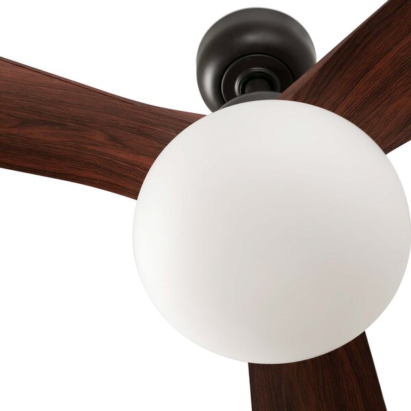 FARO BARCELONA Stropni ventilator sa svjetlom Outwood, smeđi, DC, tihi, Ø150cm, prigušiva, Drvo, Dnevni boravak/blagovaonica, Plastika