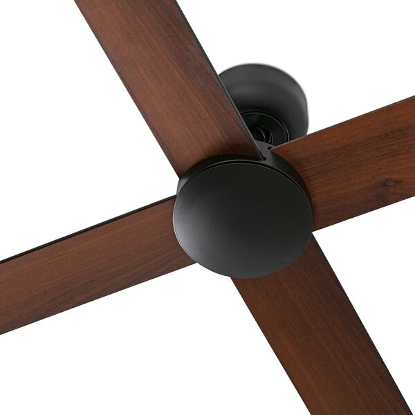 FARO BARCELONA Stropni ventilator Rudder, DC motor, tihi, Ø 132 cm, drveni, Crno, Dnevni boravak/blagovaonica, Drvo