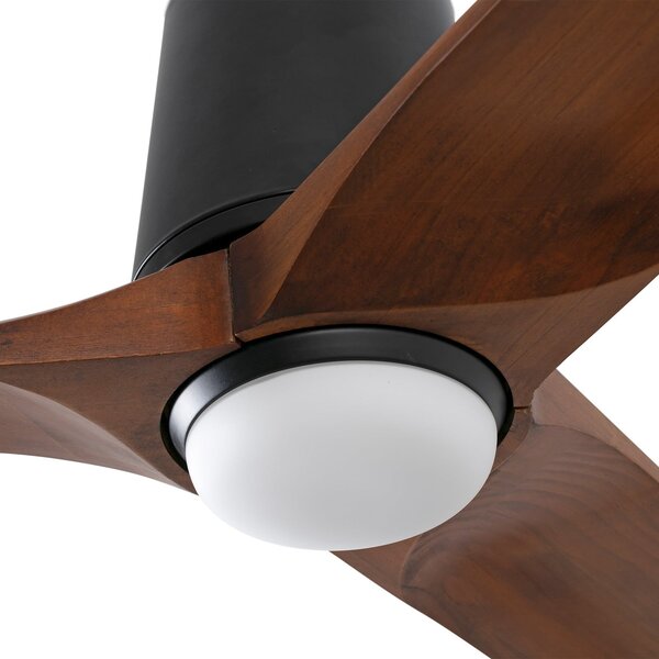 FARO BARCELONA Heywood L LED ventilator, Ø132 cm, crna/drveni efekt, DC, CCT, prigušiva, Drvo, Dnevni boravak/blagovaonica, Drvo