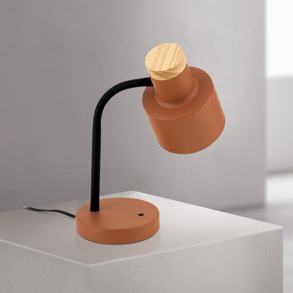 ORION Stolna lampa Gili, koraljno crvena, čelik, visina 35 cm, E27, Crvena, Dnevni boravak/blagovaonica, Metal