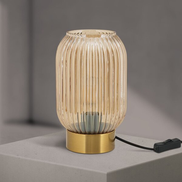 ORION Karnevalska stolna lampa, jantarna, staklo, visina 23,5 cm, E27, Smeđa / hrđa, Dnevni boravak/blagovaonica, Staklo
