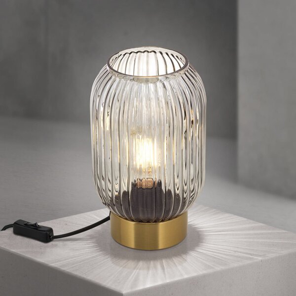 ORION Karnevalska stolna lampa, dimno siva, staklo, visina 23,5 cm, E27, Sivo, Dnevni boravak/blagovaonica, Staklo