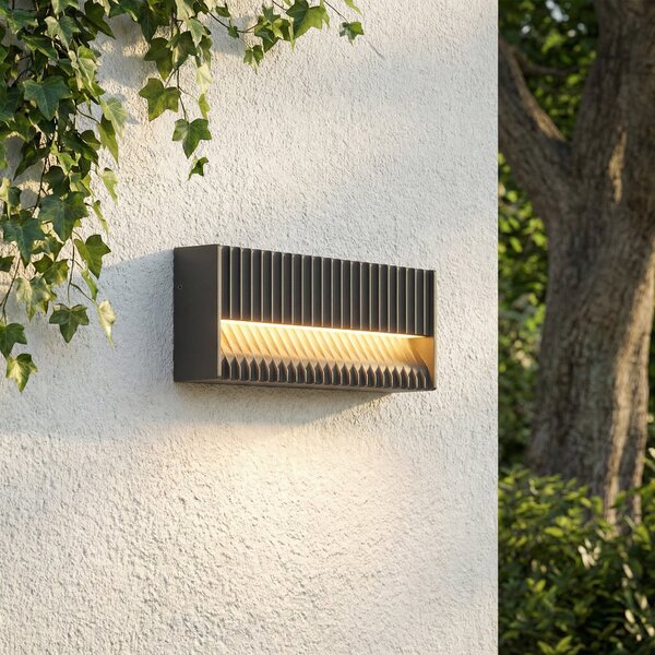 Lucande LED vanjska zidna svjetiljka Tavion, 25 cm, antracit, IP65, Crno, Aluminij