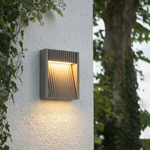 Lucande LED vanjska zidna svjetiljka Tavion, 16 cm, antracit, IP65, Crno, Aluminij