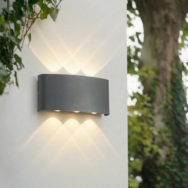 Lindby LED vanjska zidna svjetiljka Ithan, 3 žarulje, antracit, 17 cm, Crno, Aluminij