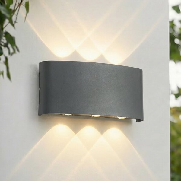 Lindby LED vanjska zidna svjetiljka Ithan, 3 žarulje, antracit, 17 cm, Crno, Aluminij
