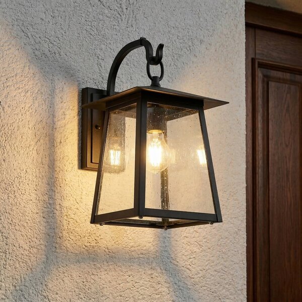 Lucande Xavon vanjska zidna svjetiljka, crna, lampa, E27, IP44, prigušiva, Crno, Aluminij