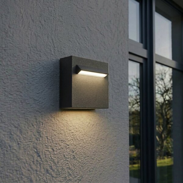 Lucande Joril vanjska zidna LED svjetiljka, 9,4 cm, crna, IP65, Crno, Aluminij