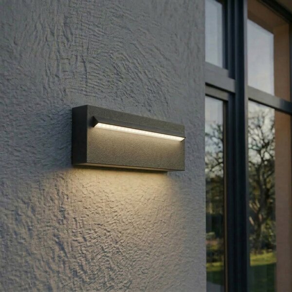 Lucande Joril vanjska zidna LED svjetiljka, 25 cm, crna, IP65, Crno, Aluminij
