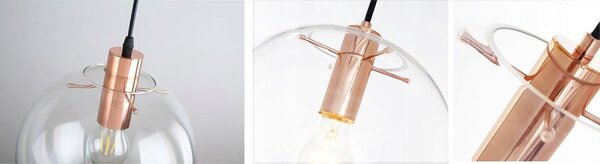 Staklena stropna svjetiljka Lassi 20 cm Ružičasto zlato