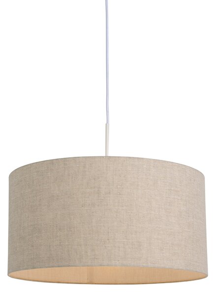 Ruralna viseća lampa bijela s pamučnim sjenilom svijetlo siva 50 cm - Combi
