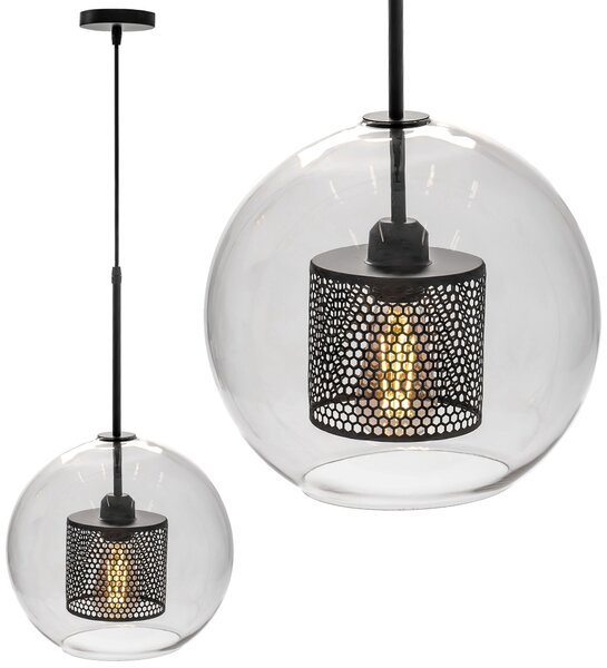 Staklena viseća svjetiljka crna Loft APP559-1CP 30cm