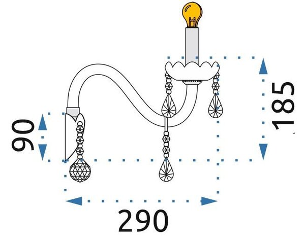 Zidna kristalna svjetiljka 300755