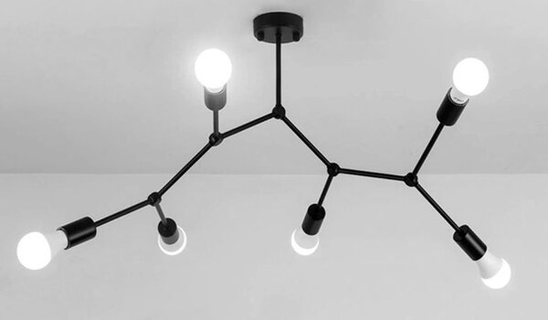 CLASSIC BLACK STROPNA SVJETILKA METAL LOFT APP737-6C Crna
