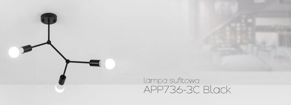 CLASSIC BLACK STROPNA SVJETILKA METAL LOFT APP736-3C crna