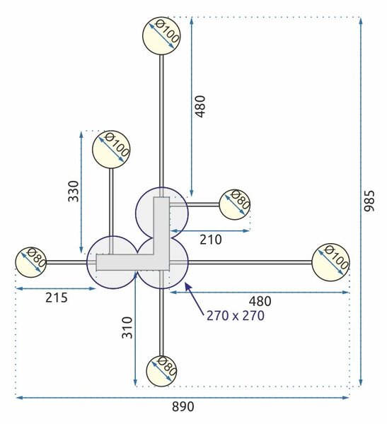 MODERNA STROPNA SVJETILKA CRNA 6 KRAKOVA LED APP521-6C