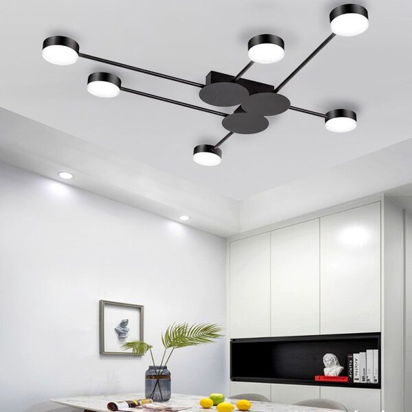 MODERNA STROPNA SVJETILKA CRNA 6 KRAKOVA LED APP521-6C