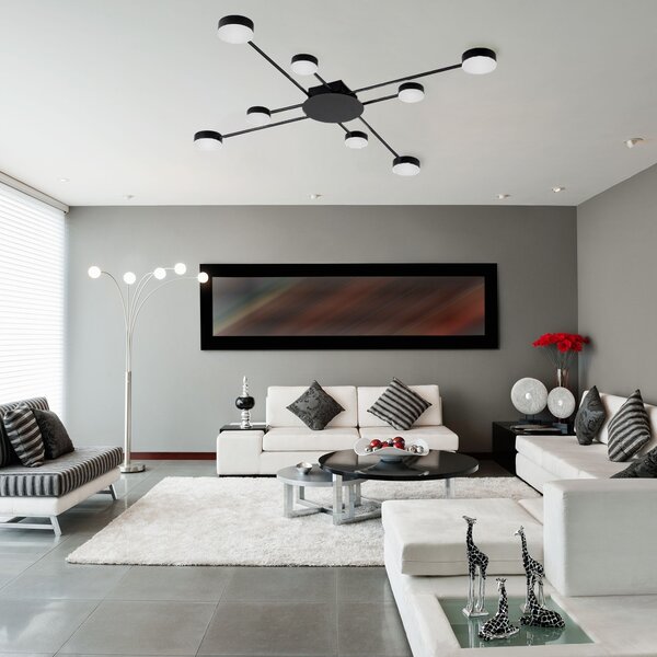 MODERNA STROPNA SVJETILKA CRNA 8-RUKA LED APP523-8C