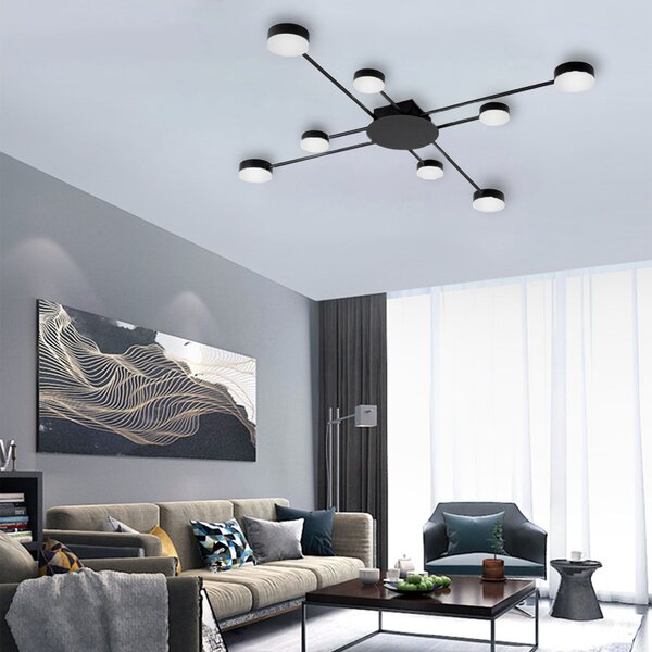MODERNA STROPNA SVJETILKA CRNA 8-RUKA LED APP523-8C