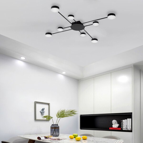MODERNA STROPNA SVJETILKA CRNA 8-RUKA LED APP523-8C