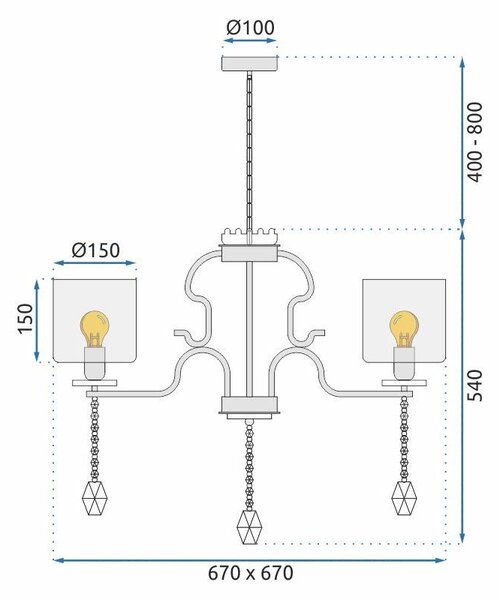 Viseća lampa s kristalima APP958-5CP