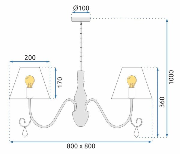Viseća lampa s kristalima APP991-4CP