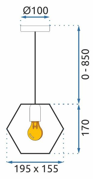Lampa Viseća APP1131-1CP Black/gold