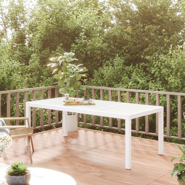 VidaXL Vrtni stol bijeli 190x90x75 cm od kaljenog stakla i poliratana