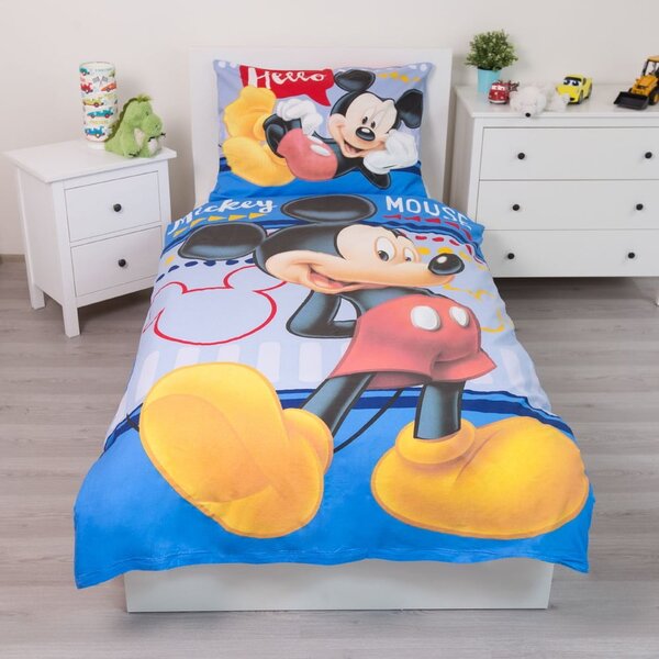 Pamučna dječja posteljina za krevet za jednu osobu 140x200 cm Mickey "Hello" – Jerry Fabrics