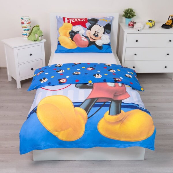 Pamučna dječja posteljina za krevet za jednu osobu 140x200 cm Mickey "Hello" – Jerry Fabrics