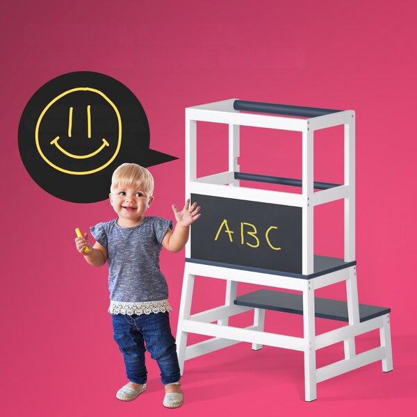 Toranj za učenje PLAY borovina, 93x51x50cm, bijeli/antracit Spielwerk
