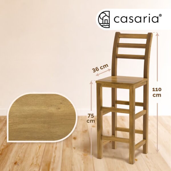 Barske stolice OSLO s naslonom, 2 kom, 40x36x110 cm, prirodna smeđa Casaria