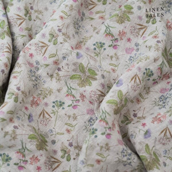Lanena plahta s gumom u prirodnoj boji 90x200 cm Botany 2 – Linen Tales