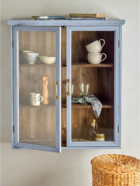 Plava viseća vitrina od masivne jele 81x91 cm Hazem – Bloomingville