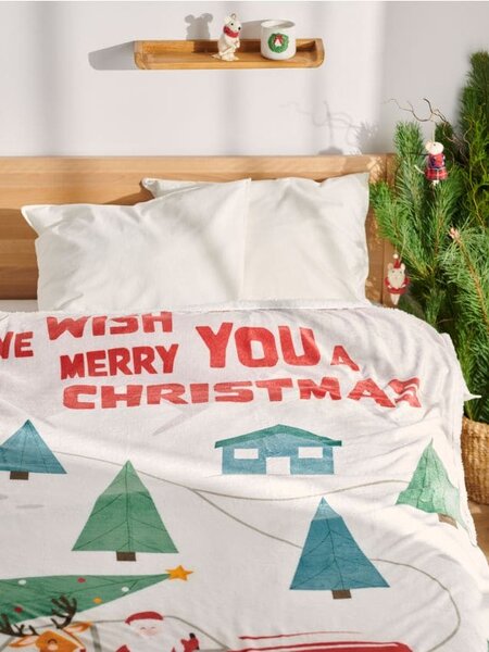 Sinsay - Božićni prekrivač za krevet s tiskom i natpisom „We wish you a Merry Christmas“