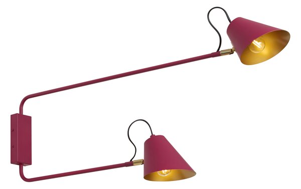 Lune Modern Adjustable 2-Light Wall Lamp - Purple with Gold Interior