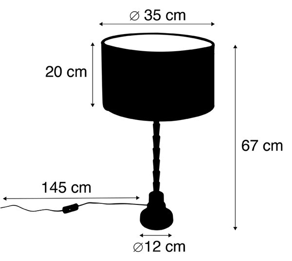 Stolna svjetiljka u stilu Art Deco s baršunastim sjenilom žute boje 35 cm - Pisos