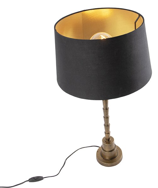 Stolna svjetiljka u stilu art deco brončana s crnim pamučnim sjenilom 35 cm - Pisos