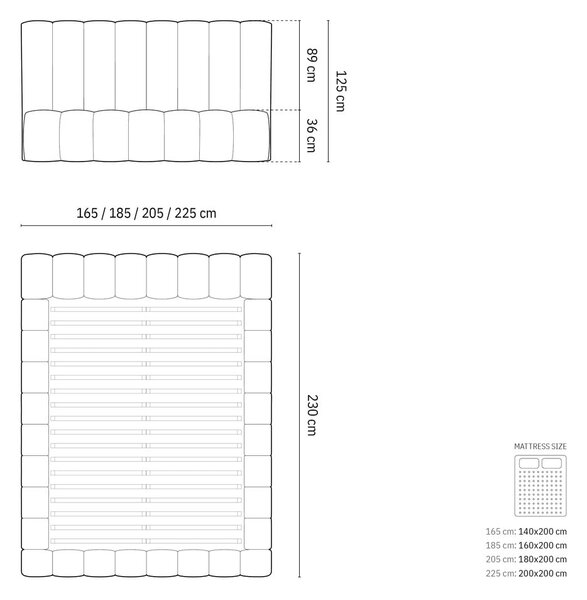 Krem tapecirani bračni krevet s prostorom za pohranu s podnicom 160x200 cm Kelp – Micadoni Home