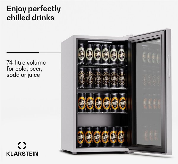 Klarstein Beersafe 74 Slim, hladnjak, 74 litre, 3 police, panoramska staklena vrata