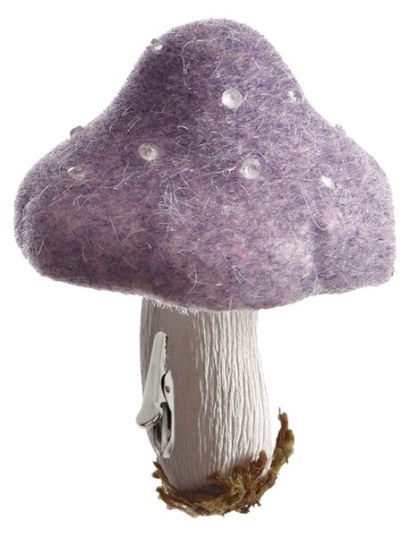Jesenska dekoracija s klipom MUSHROOM 13,5 cm, ljubičasta